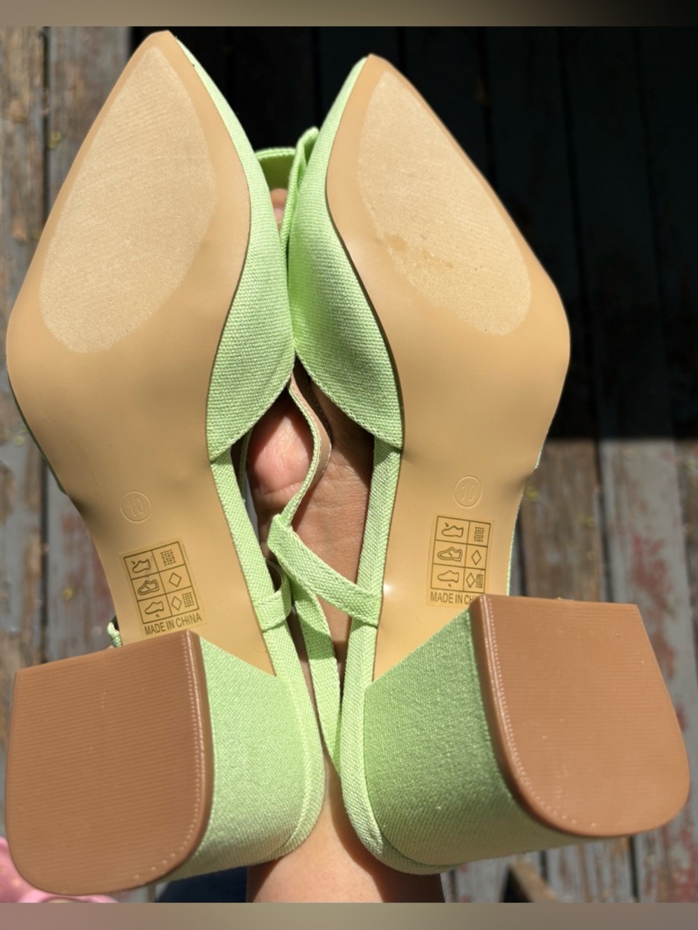 NWOT-Journee Collection Women’s Pointed Toe Bow Slingback Heels - Light Green - Picture 6 of 6